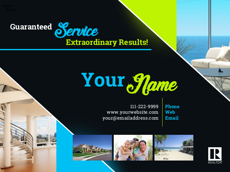 Cover slide of the 'Brilliant Black' listing presentation example design template for agents